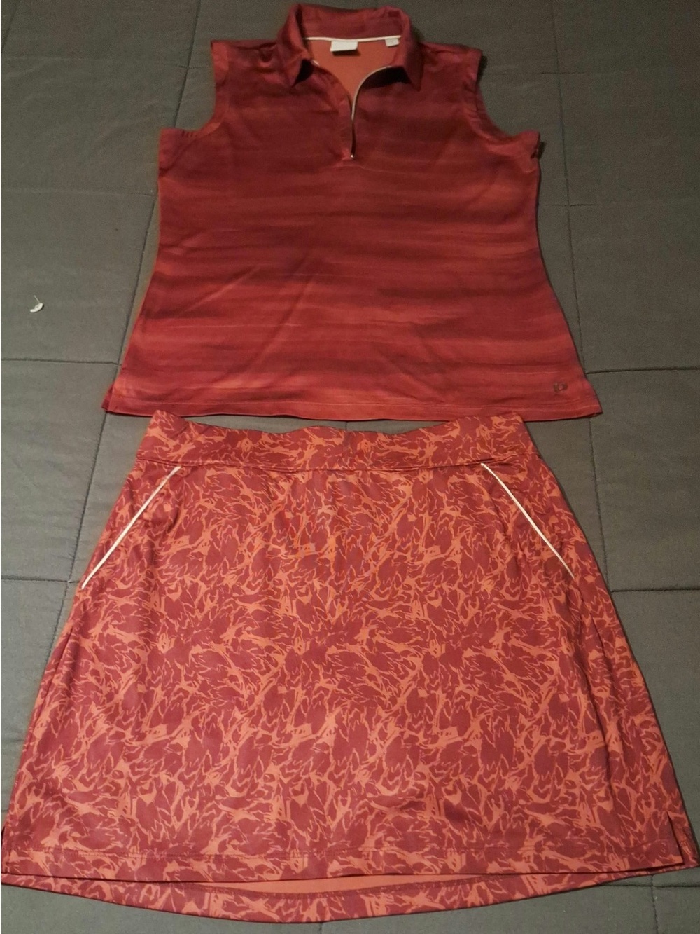 Dunning Zip Polo & Skort 2-Piece Set Women Small Golf Tennis Red